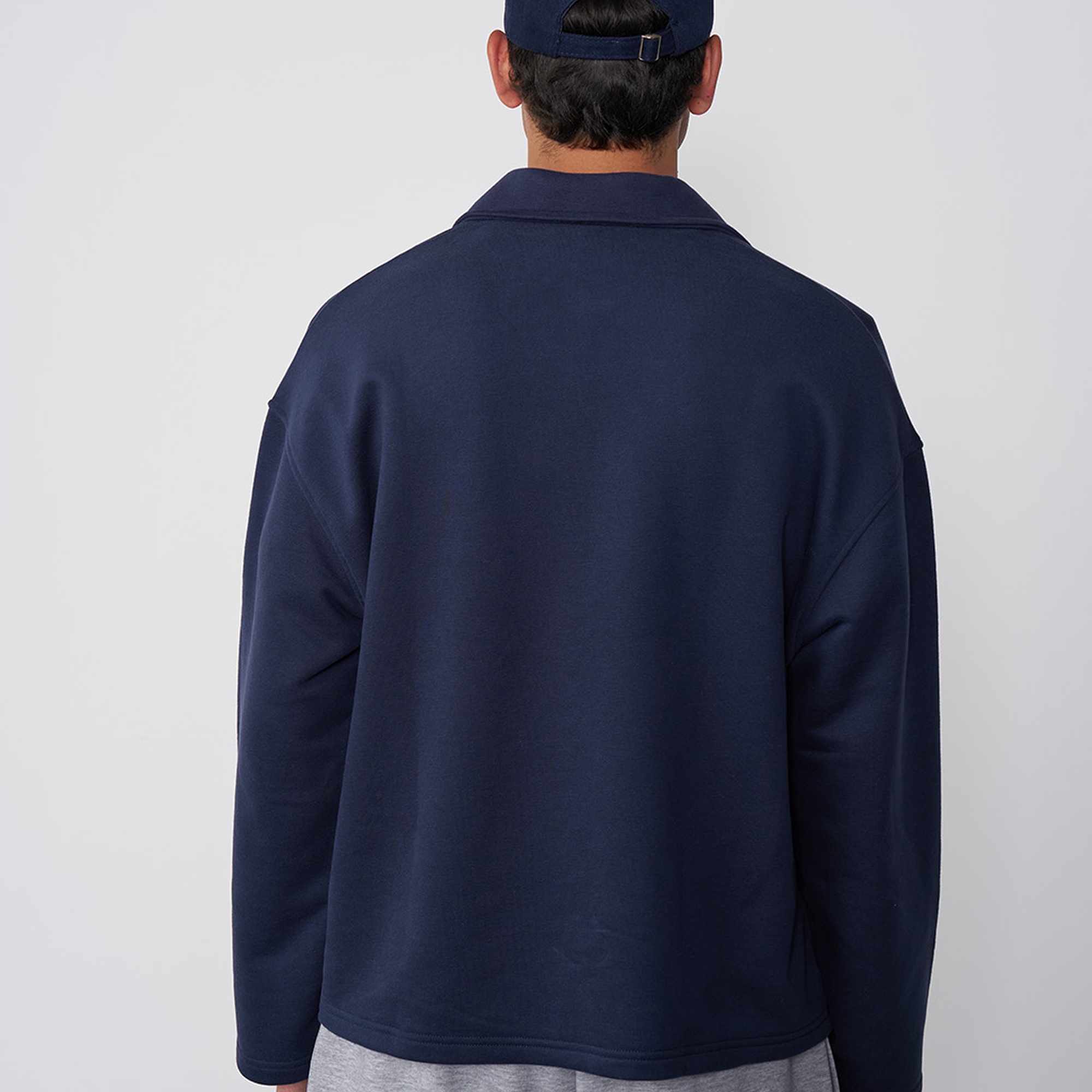 Fermuarlı Polo Yaka Sweatshirt