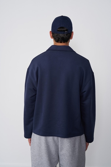  Fermuarlı Polo Yaka Sweatshirt