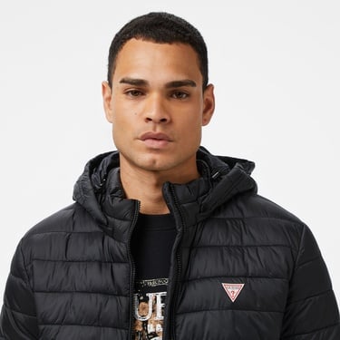  Guess Hooded Puffer Erkek Siyah Mont