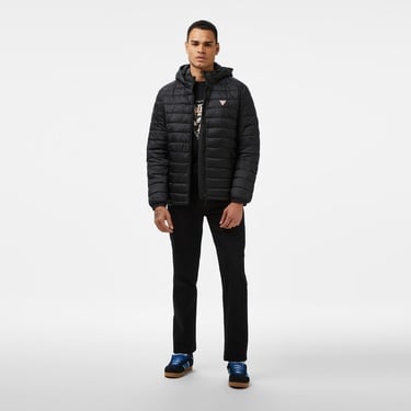  Guess Hooded Puffer Erkek Siyah Mont