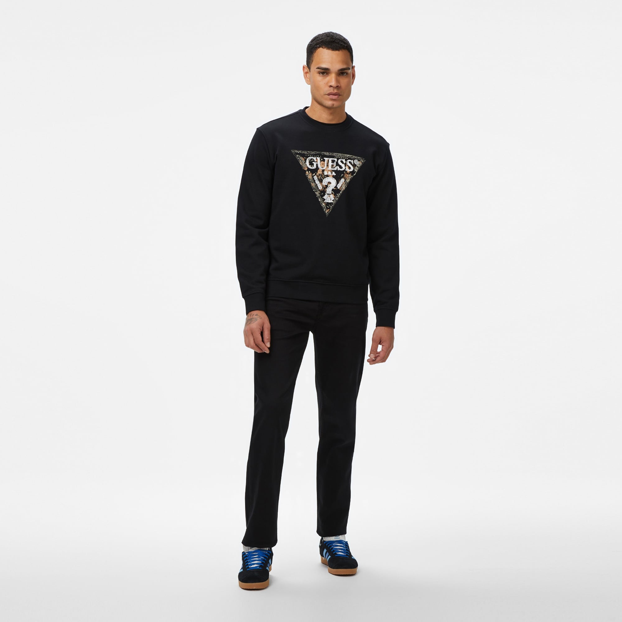 Guess Triangle Erkek Siyah Sweatshirt