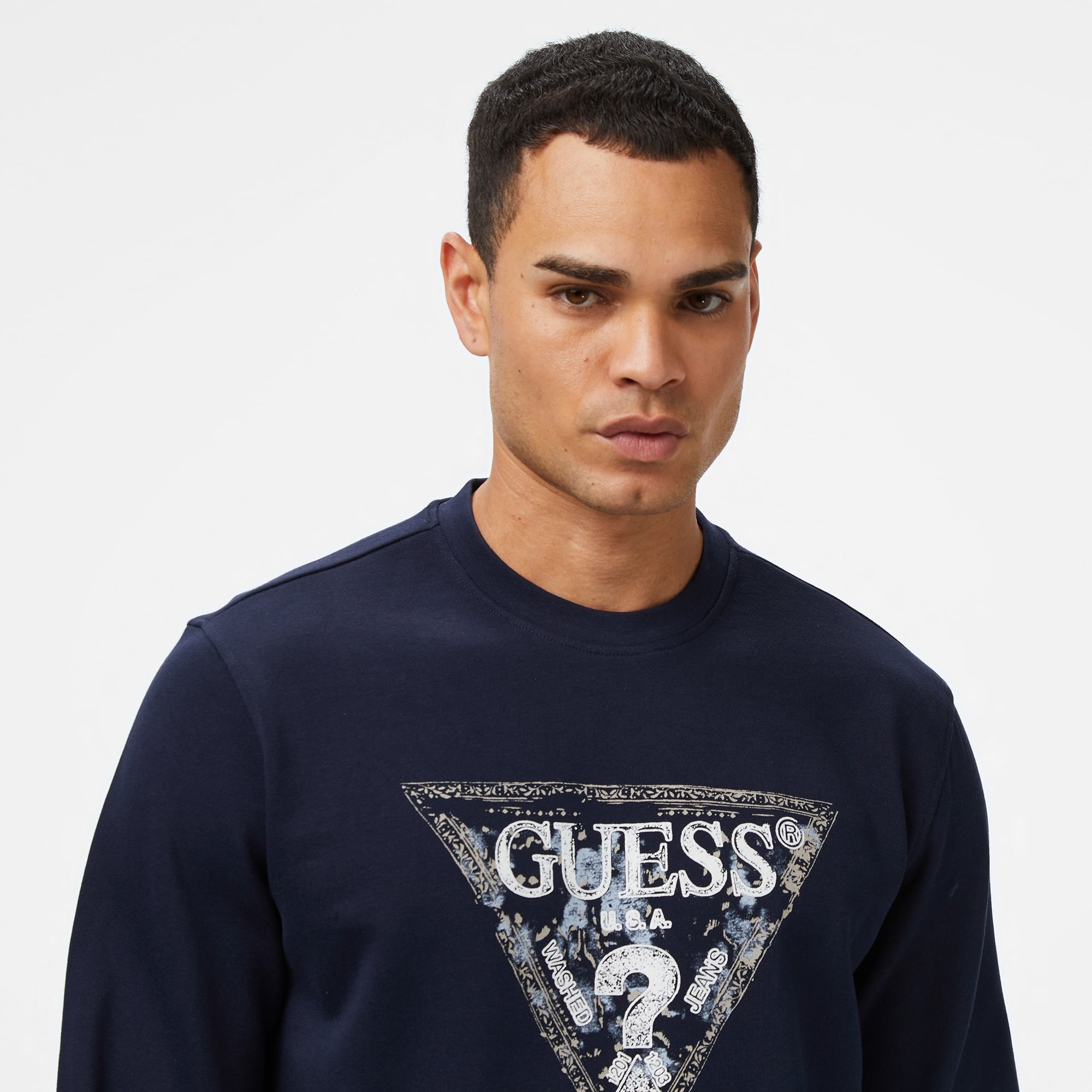 Guess Triangle Erkek Lacivert Sweatshirt