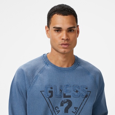  Guess Davis Terry Erkek Mavi Sweatshirt