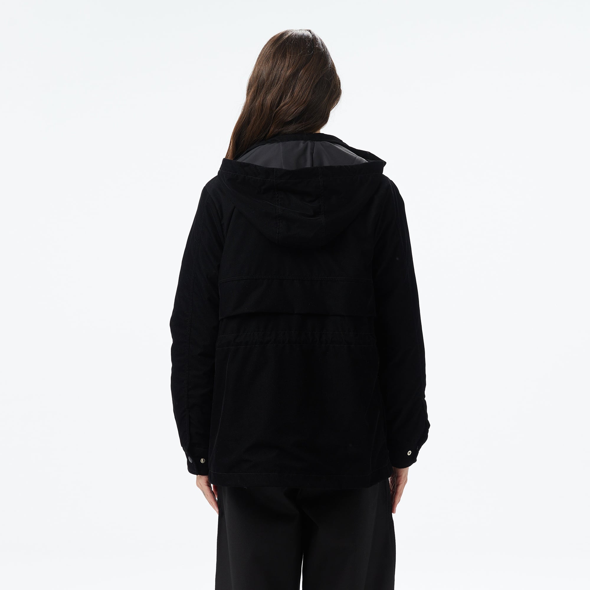 Kadın Kapüşonlu Siyah Mont