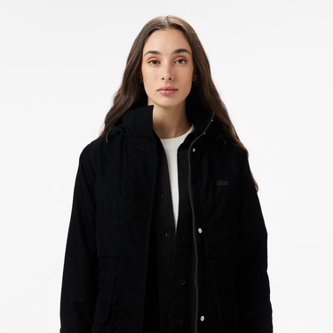  Lacoste Kadın Kapüşonlu Siyah Mont