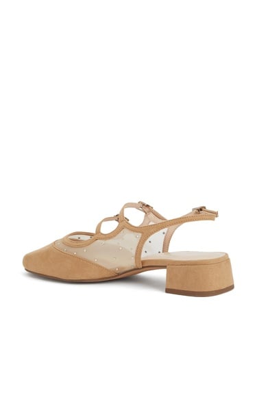  Divarese Kadın Kum Tül Detaylı Babet