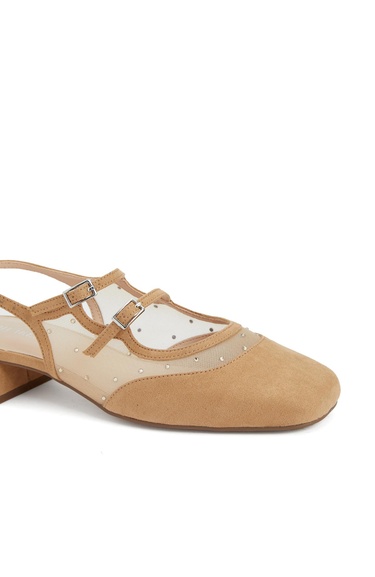  Divarese Kadın Kum Tül Detaylı Babet