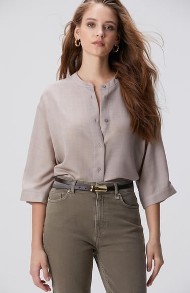  Network Kadın Bej Yün Karışımlı Gömlek