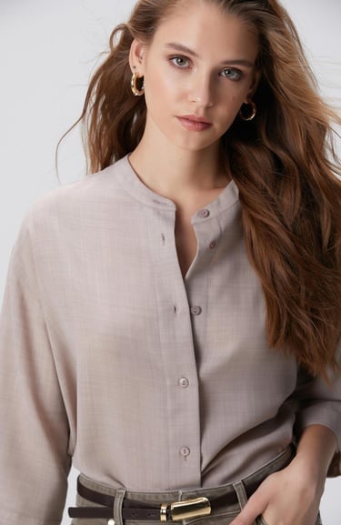  Network Kadın Bej Yün Karışımlı Gömlek