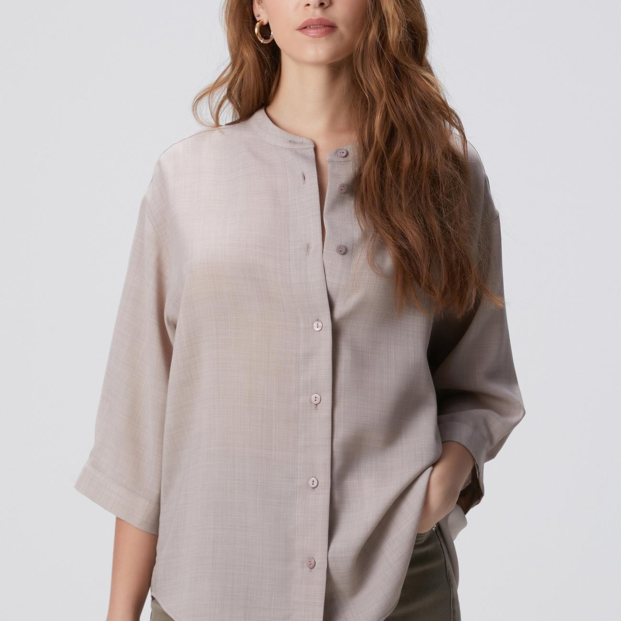 Network Kadın Bej Yün Karışımlı Gömlek