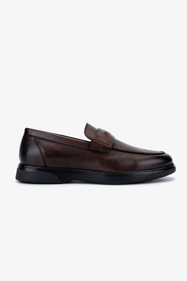  Valmenti Erkek Hakiki Deri Kahverengi Loafer Ayakkabı