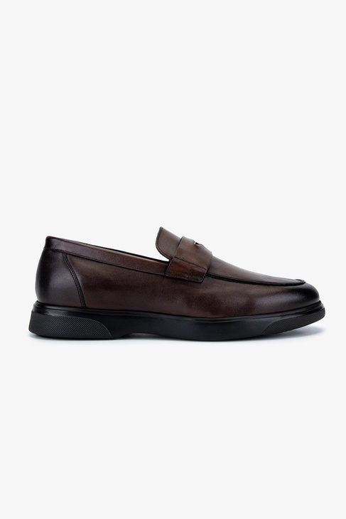  Valmenti Erkek Hakiki Deri Kahverengi Loafer Ayakkabı