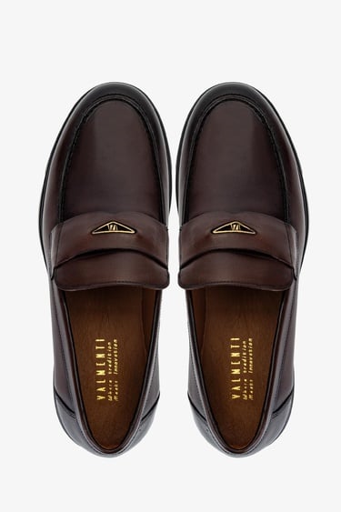  Valmenti Erkek Hakiki Deri Kahverengi Loafer Ayakkabı