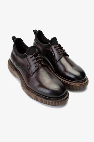  Valmenti Erkek Hakiki Deri Kahverengi Casual Ayakkabı