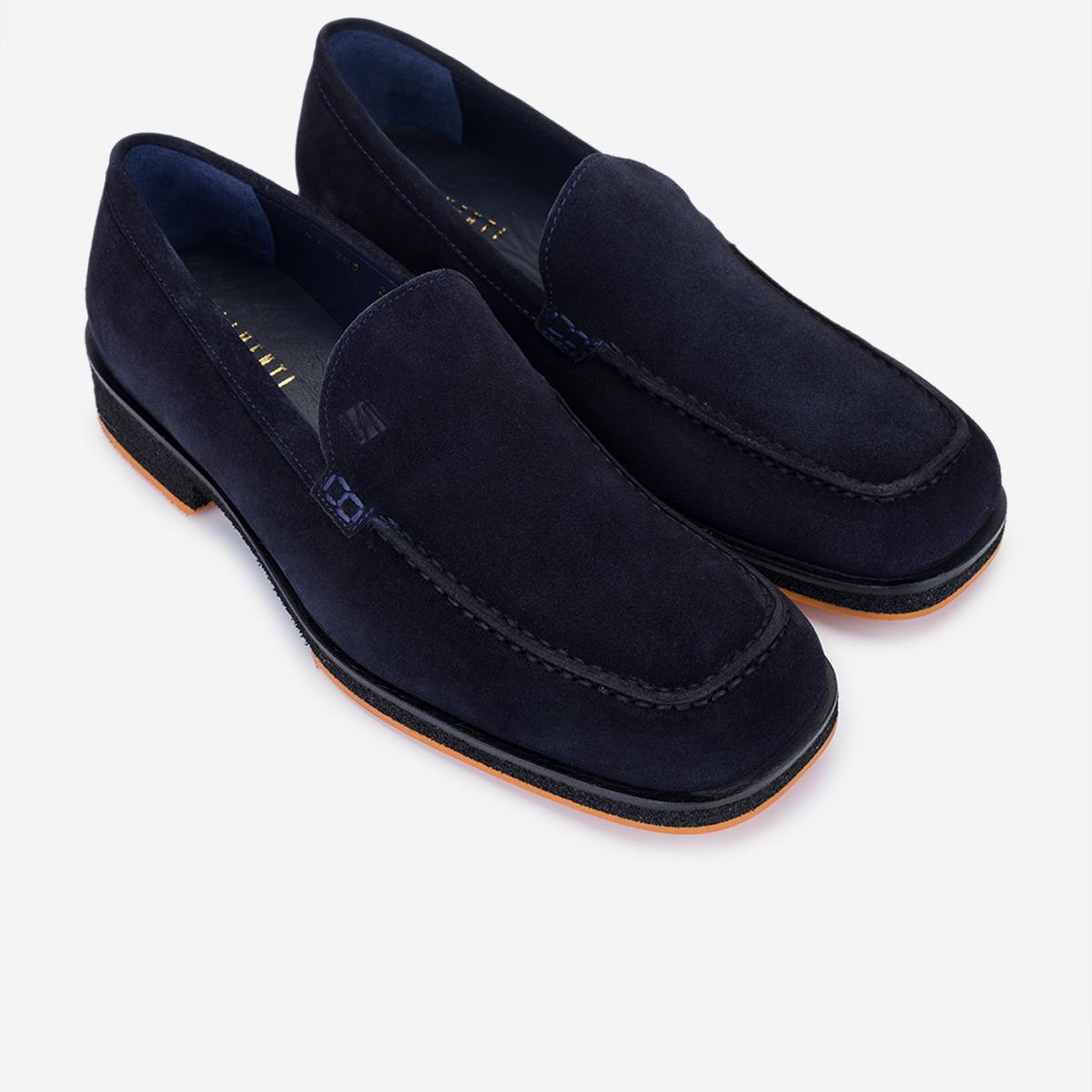 Valmenti Erkek Hakiki Deri Lacivert Süet Loafer Ayakkabı