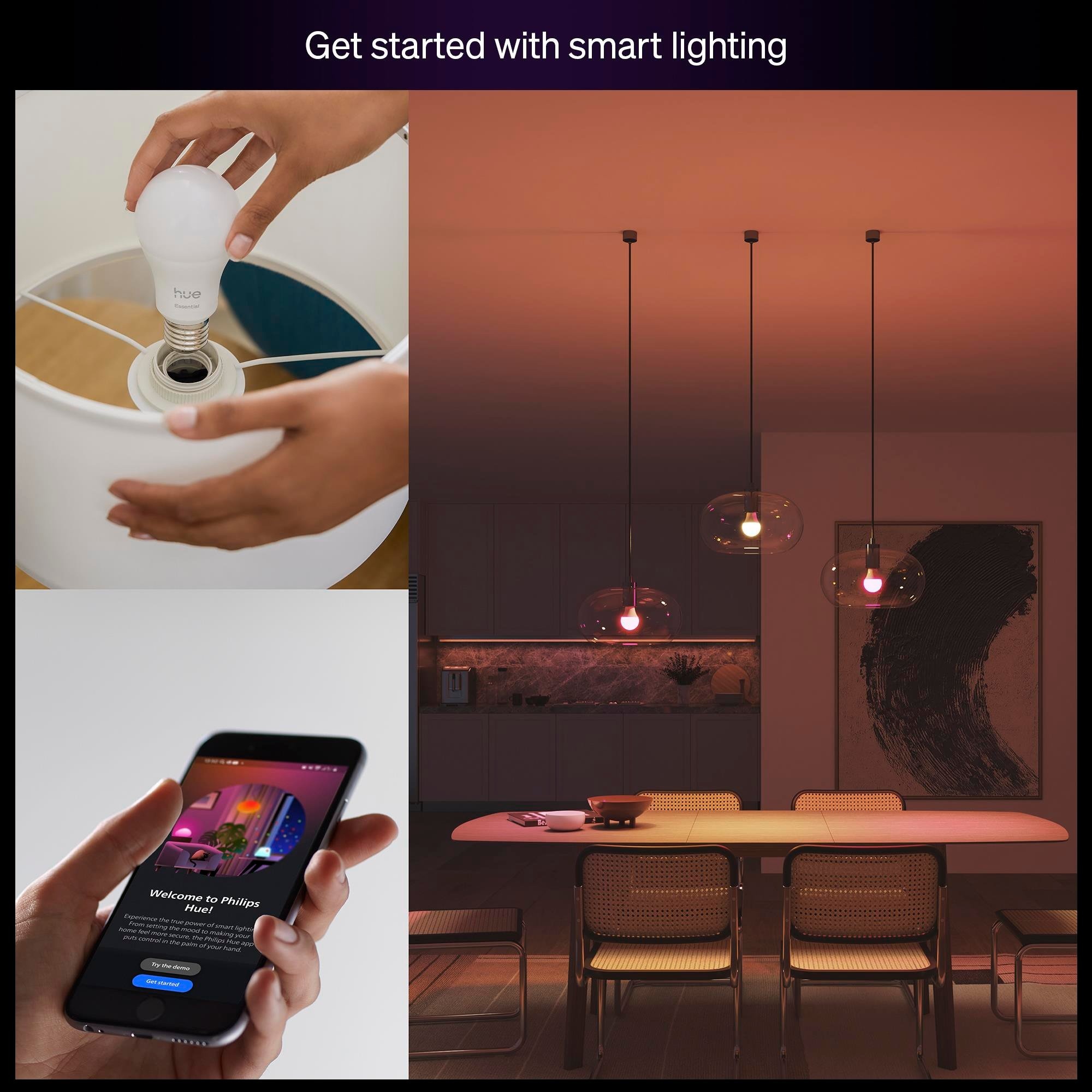 Philips Hue Essential 8W E27 806 Lumen Renkli Akıllı Ampul A60 (2'li Ekopaket)