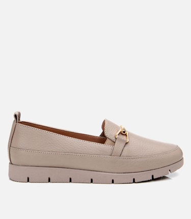  Kadın Deri Vizon Tokalı Loafer