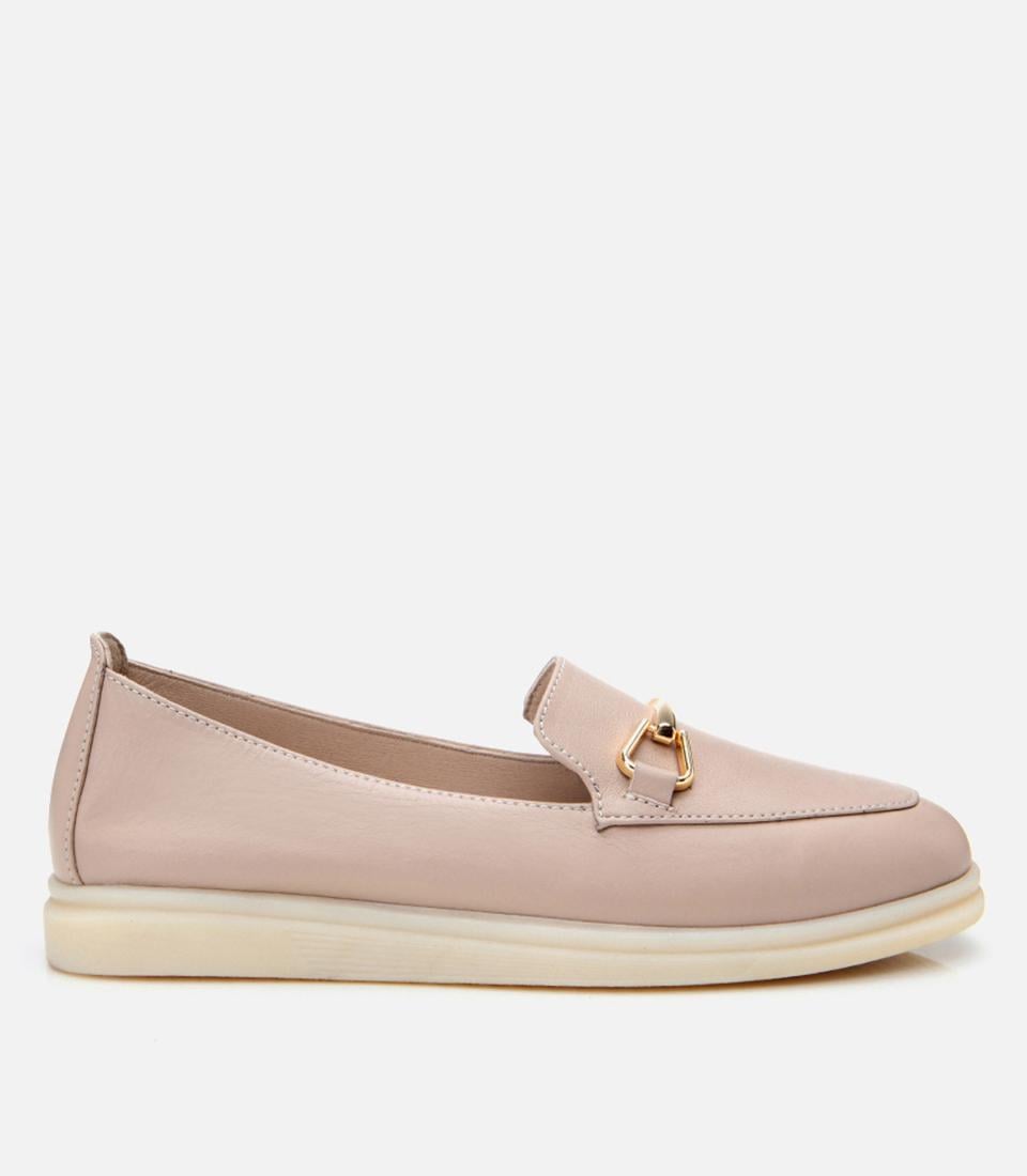  Kadın Deri Vizon Tokalı Günlük Loafer