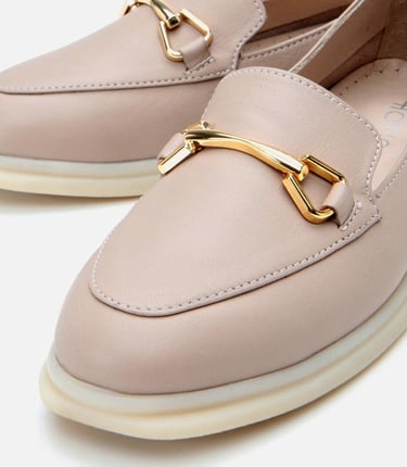  Kadın Deri Vizon Tokalı Günlük Loafer