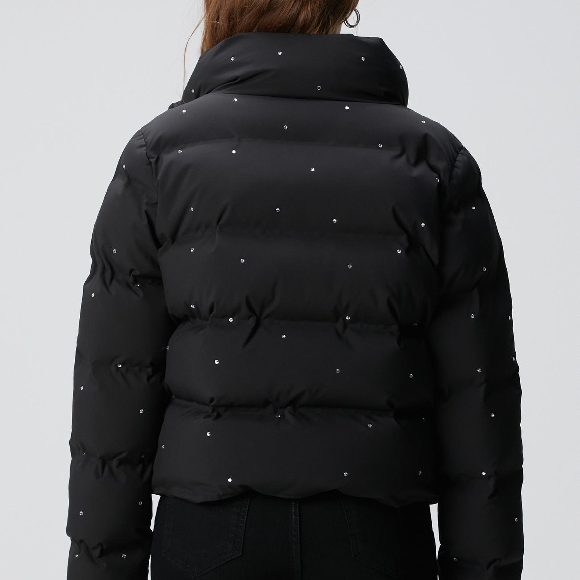 Network Kadın Siyah Taşlı Puffer Mont