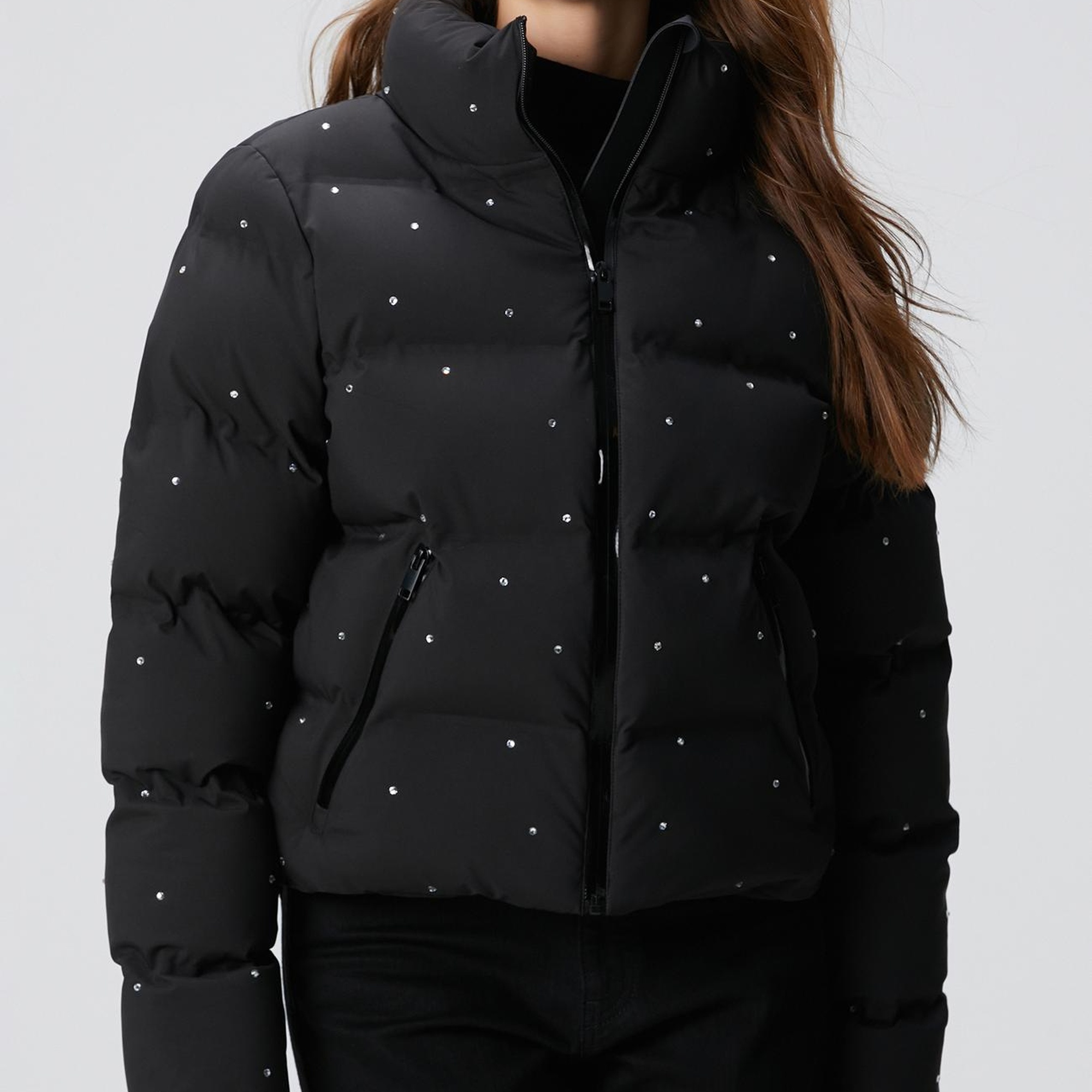 Network Kadın Siyah Taşlı Puffer Mont