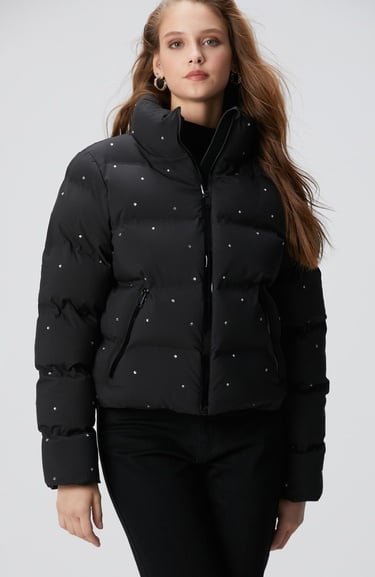  Network Kadın Siyah Taşlı Puffer Mont