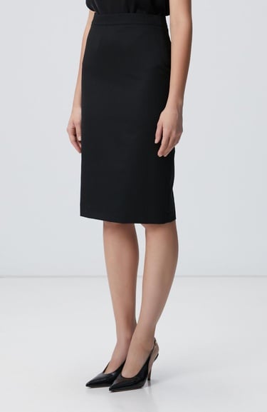  Network Kadın Siyah Yün Karışımlı Midi Etek