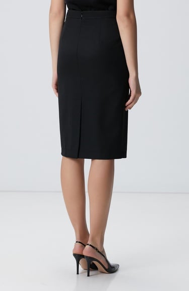  Network Kadın Siyah Yün Karışımlı Midi Etek