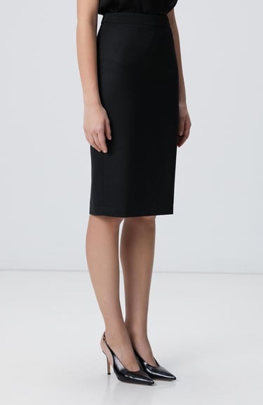  Network Kadın Siyah Yün Karışımlı Midi Etek