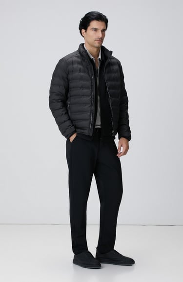  Network Erkek Siyah Puffer Mont