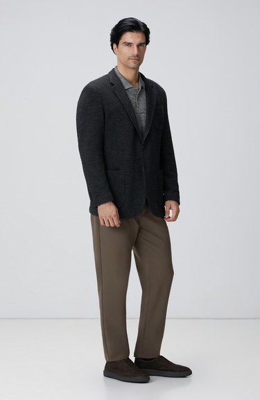  Network Erkek Antrasit Yün Karışımlı Örme Ceket
