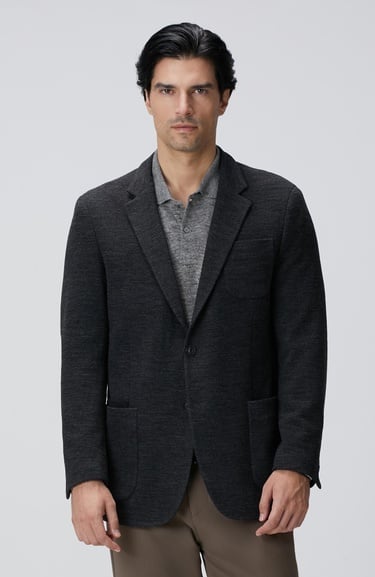  Network Erkek Antrasit Yün Karışımlı Örme Ceket