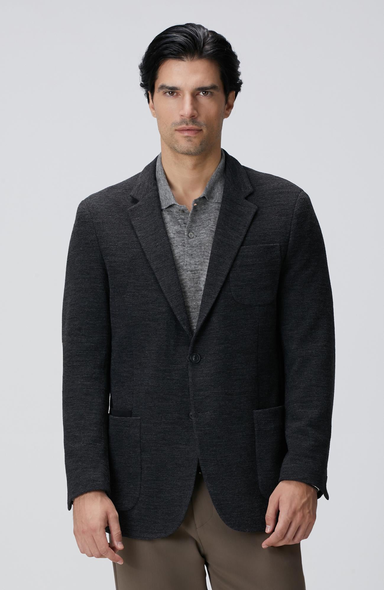  Network Erkek Antrasit Yün Karışımlı Örme Ceket