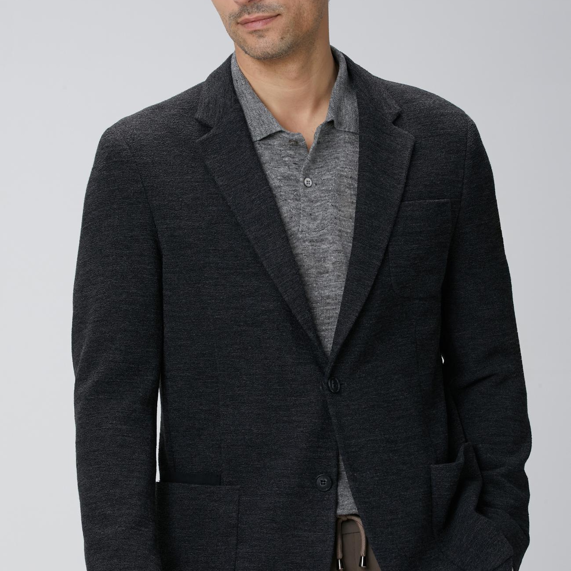 Network Erkek Antrasit Yün Karışımlı Örme Ceket