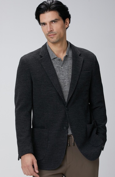  Network Erkek Antrasit Yün Karışımlı Örme Ceket