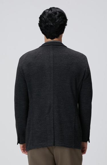  Network Erkek Antrasit Yün Karışımlı Örme Ceket