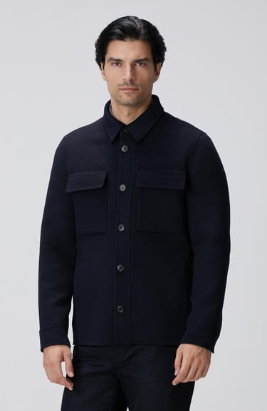  Network Erkek Lacivert Yün Karışımlı Handmade Mont