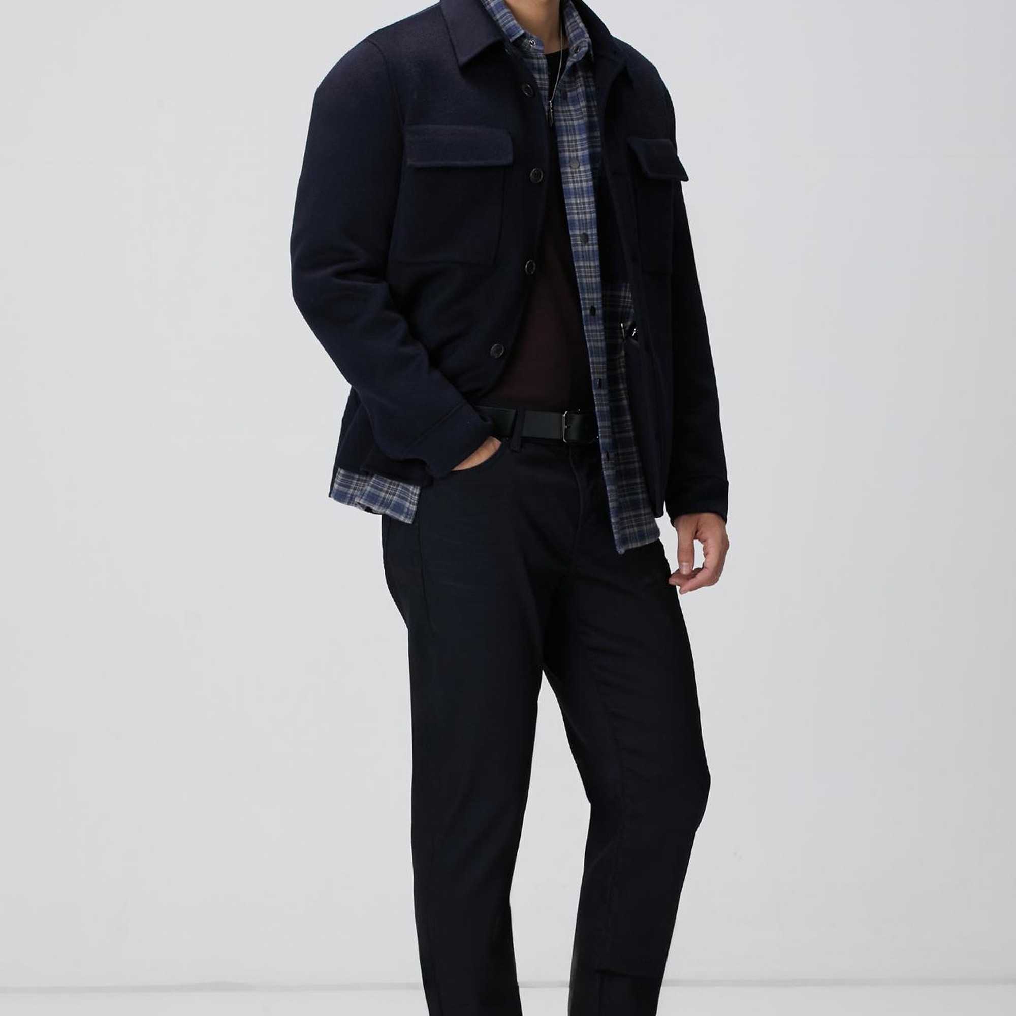 Network Erkek Lacivert Yün Karışımlı Handmade Mont