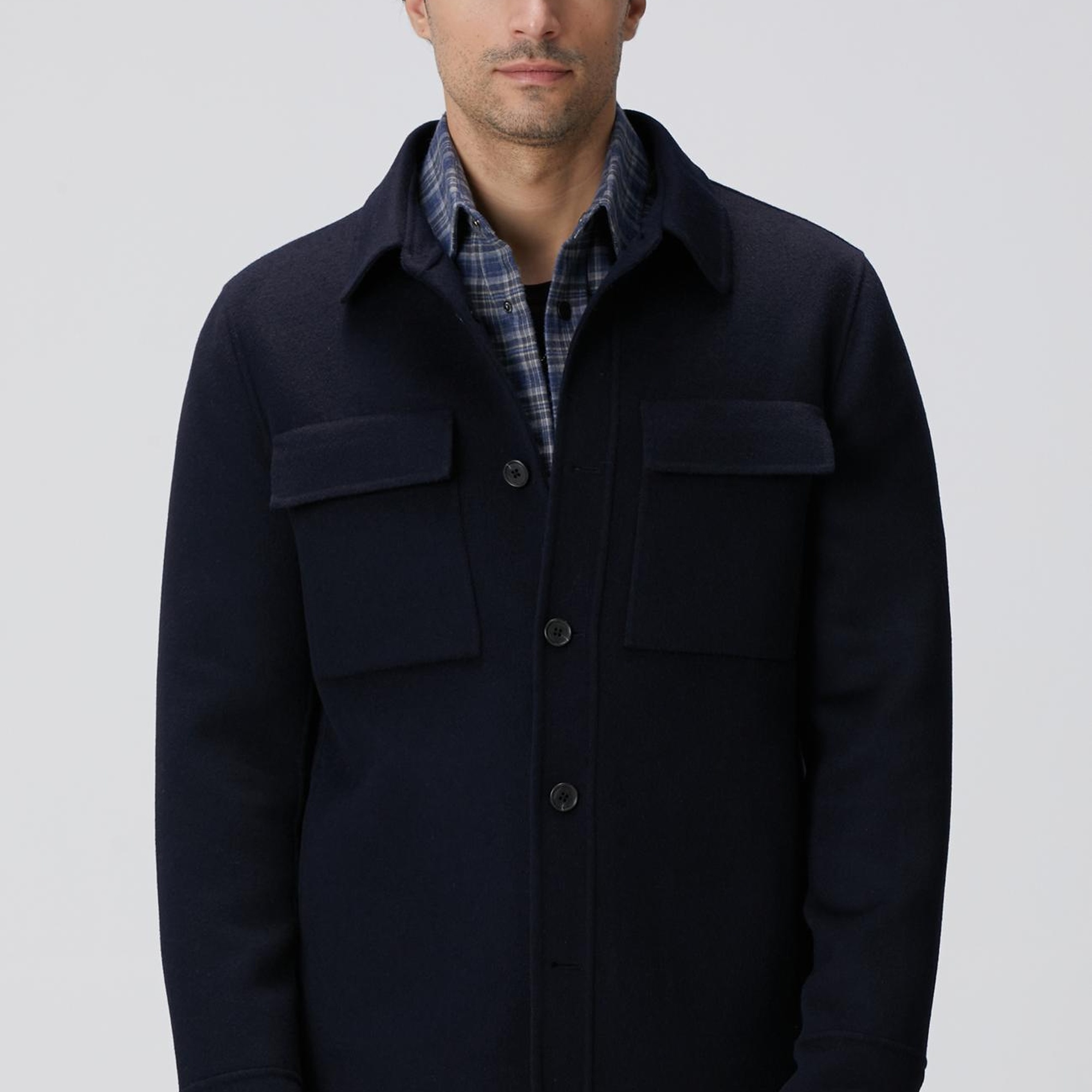 Network Erkek Lacivert Yün Karışımlı Handmade Mont