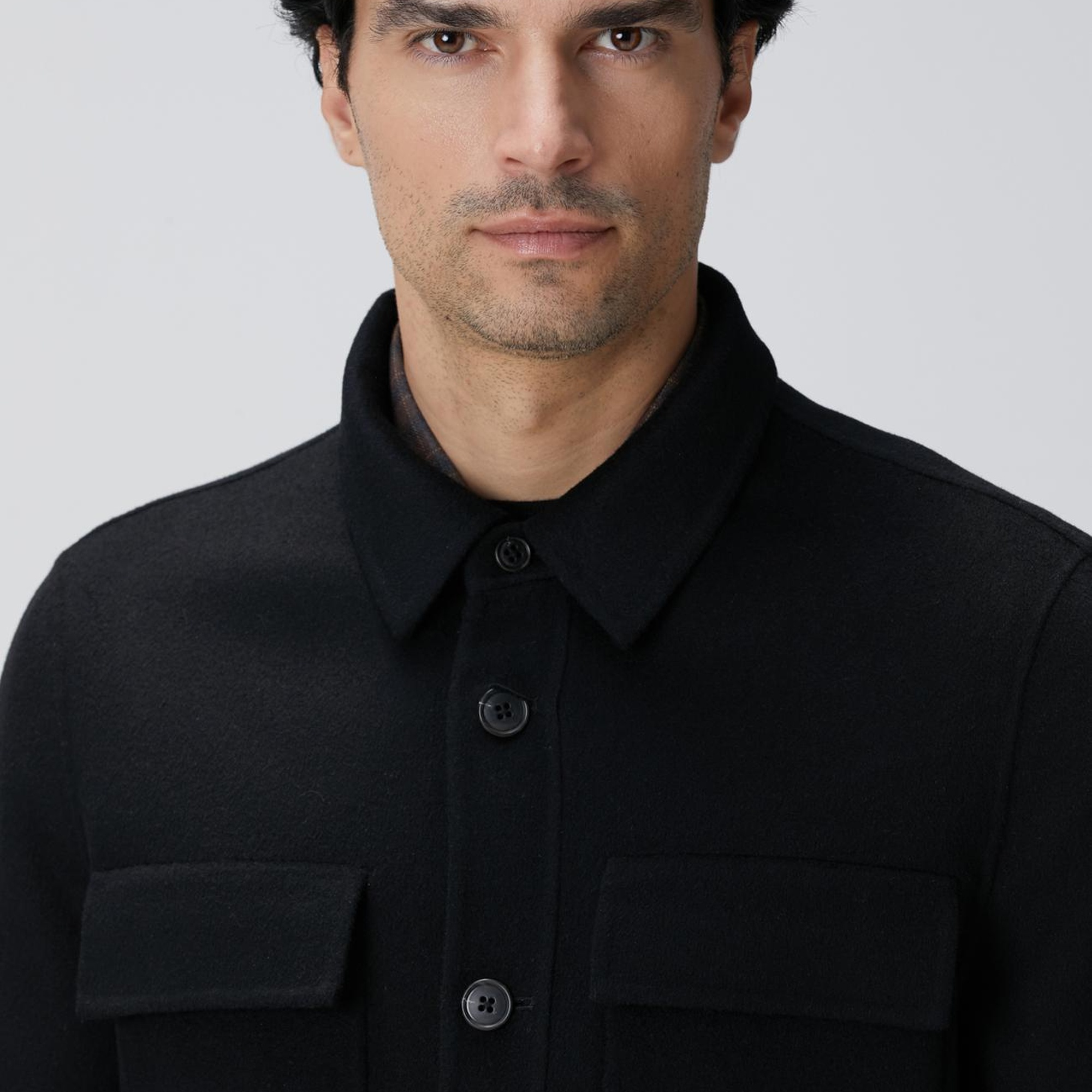 Network Erkek Siyah Yün Karışımlı Dikişsiz Handmade Mont