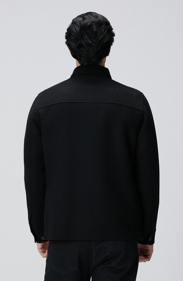  Network Erkek Siyah Yün Karışımlı Dikişsiz Handmade Mont