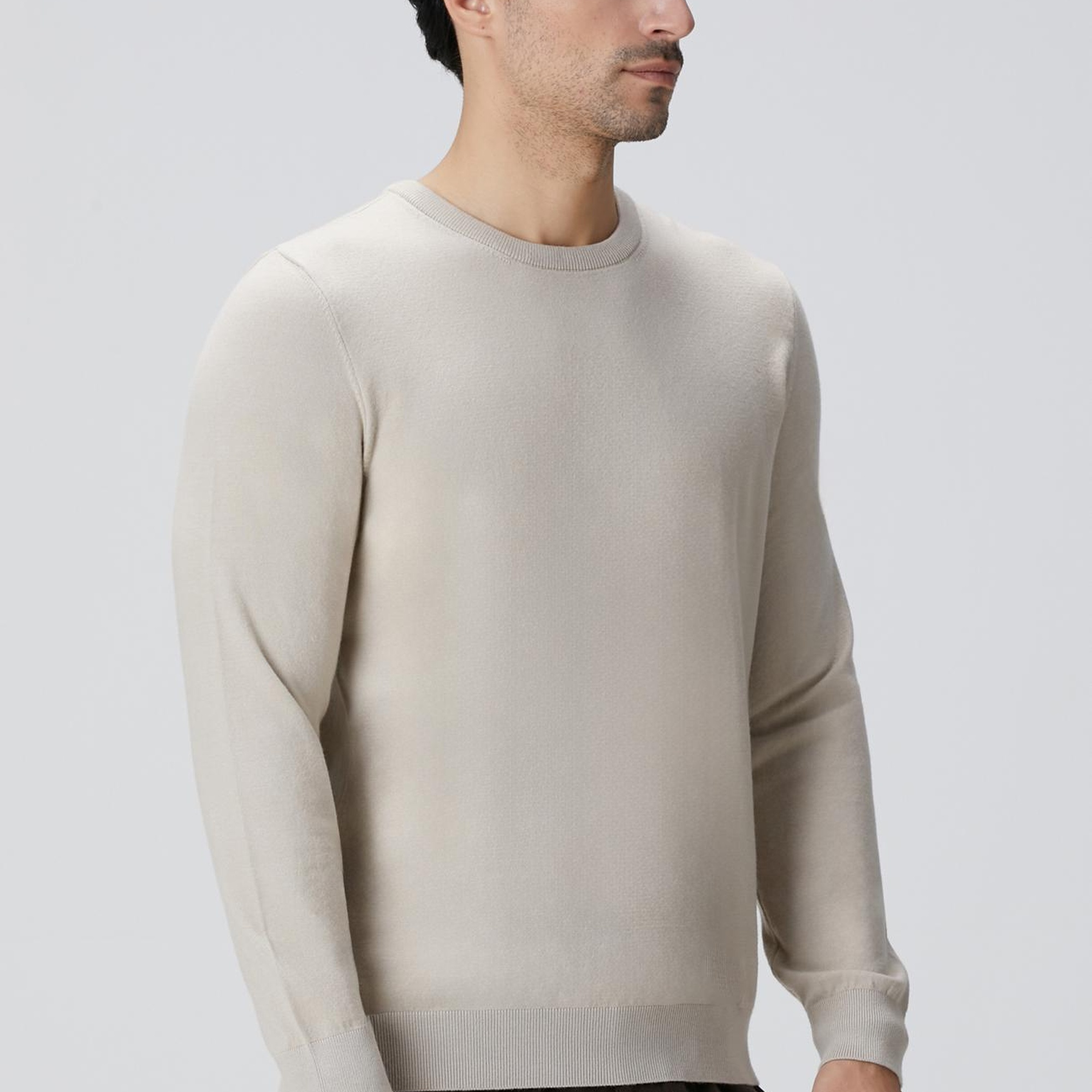 Network Erkek Bej Melanj Basic Triko Kazak