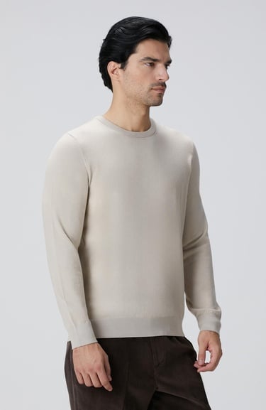  Network Erkek Bej Melanj Basic Triko Kazak