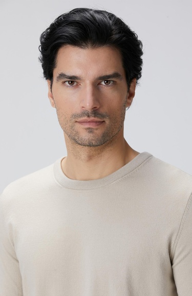  Network Erkek Bej Melanj Basic Triko Kazak