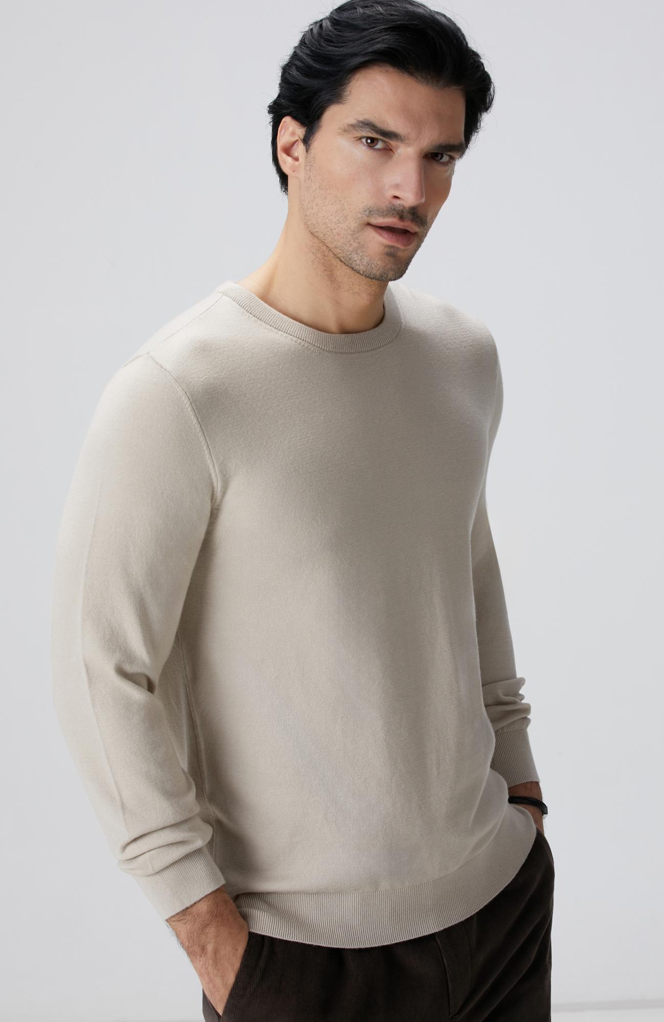  Network Erkek Bej Melanj Basic Triko Kazak