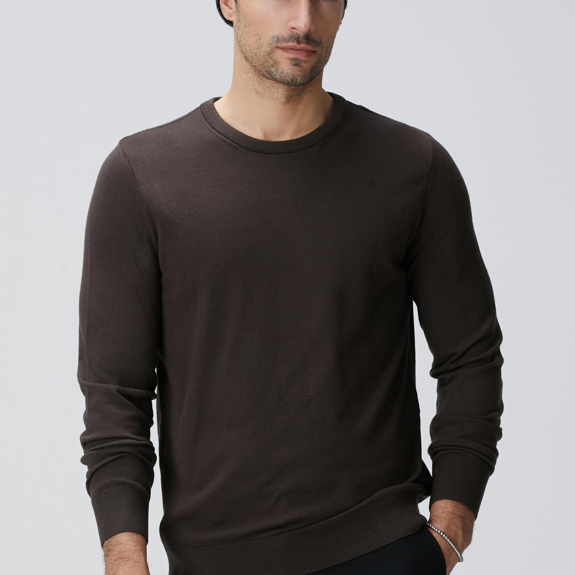 Network Erkek Kahverengi Triko Kazak