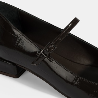  Kadın Kahve Kroko Baskılı Mary Jane Günlük Ayakkabı