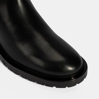  Kadın Siyah Lastikli Deri Chelsea Bot