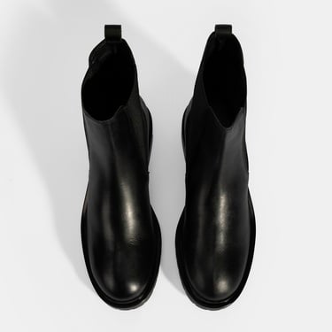  Kadın Siyah Lastikli Deri Chelsea Bot