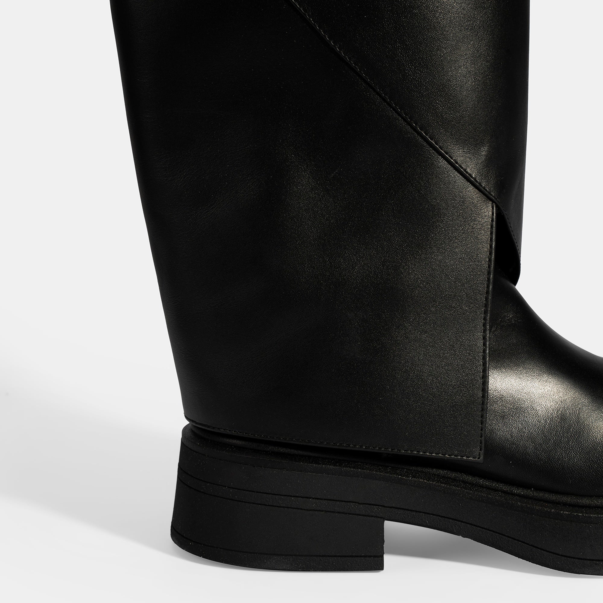 Kadın Siyah Katlama Detaylı Deri Çizme